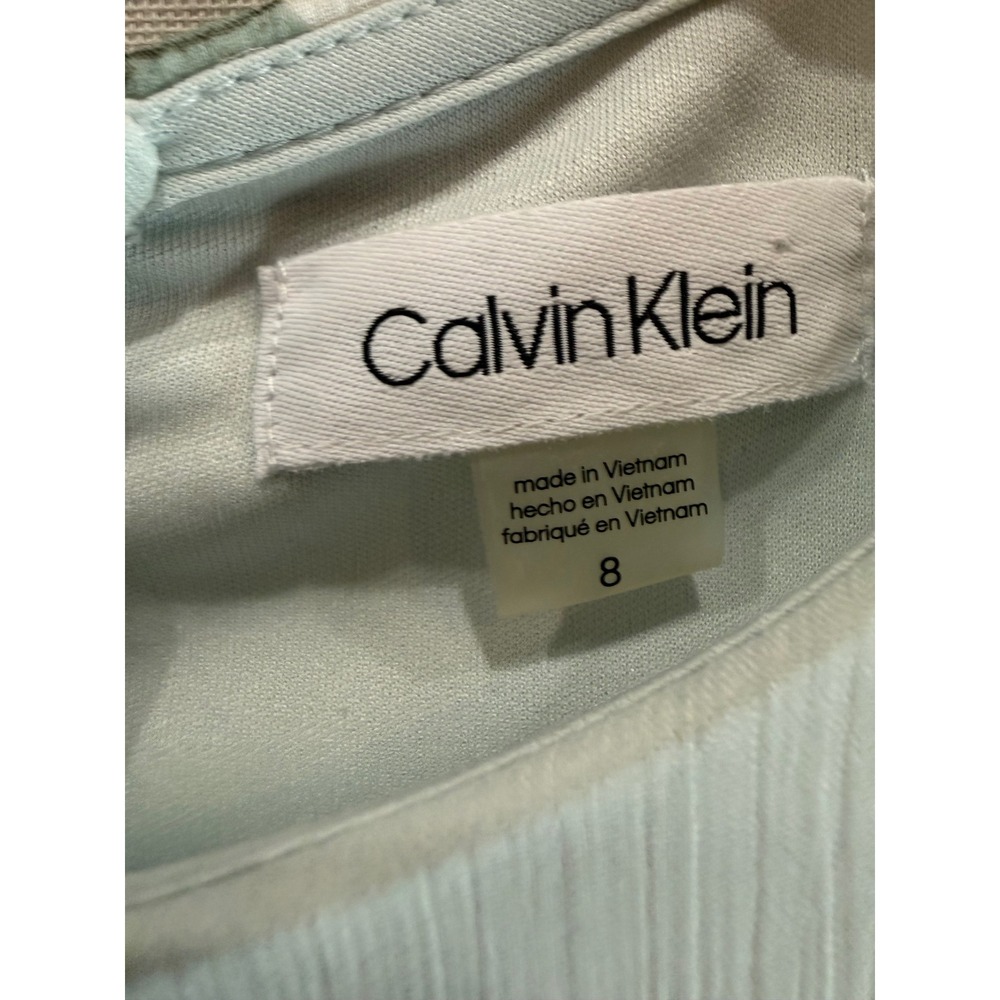 Calvin Klein Floral High-Low Ruffle Chiffon Midi Dress White Blue Yellow Size 8 - Picture 2 of 11